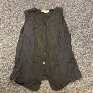 Express Vintage Black Embroidered Vest sz. S